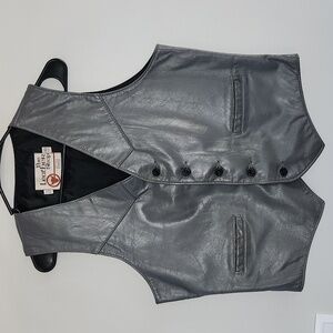 Vintage Gray Sears The Leather Shop Full Back Western Vest sz 40R made in USA